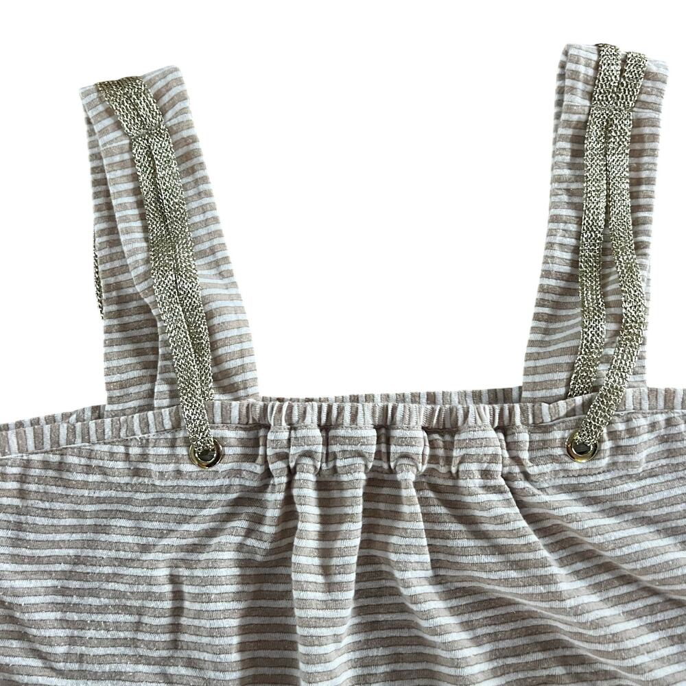 Soft Surroundings Gold Striped Tank Top Metallic Trim Large - Picture 2 of 4
